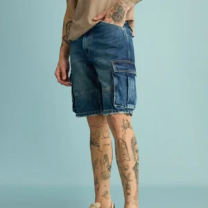 poseidon blue men's straight cargo shorts