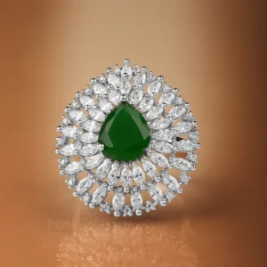 Pink American Diamond Zirconia Teardrop Ring