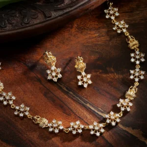 Cubic Zircon Temple Necklace Set